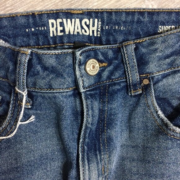 Rewash Jeans Distressed Straight Leg Medium Wash High Rise Size 5 - Picture 3 of 3